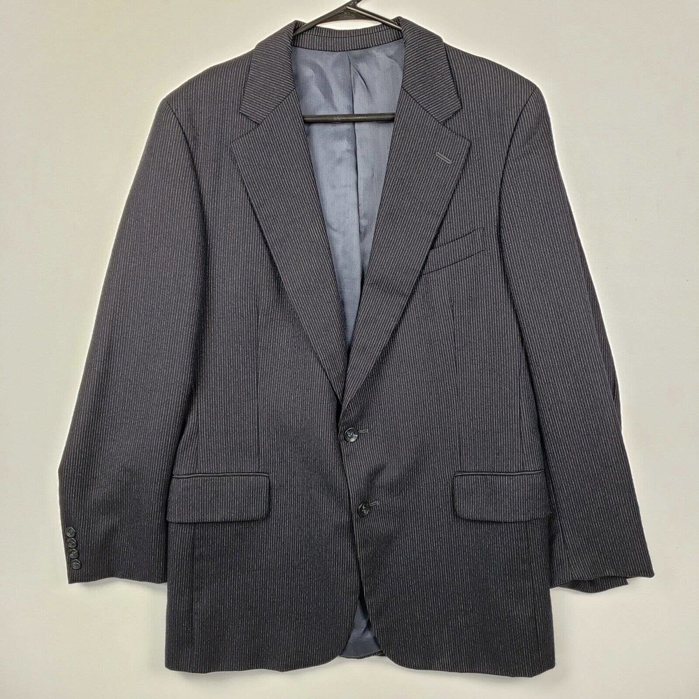 Men's R40 Benchley Ltd Woven Two Button Striped Black Gray Blazer